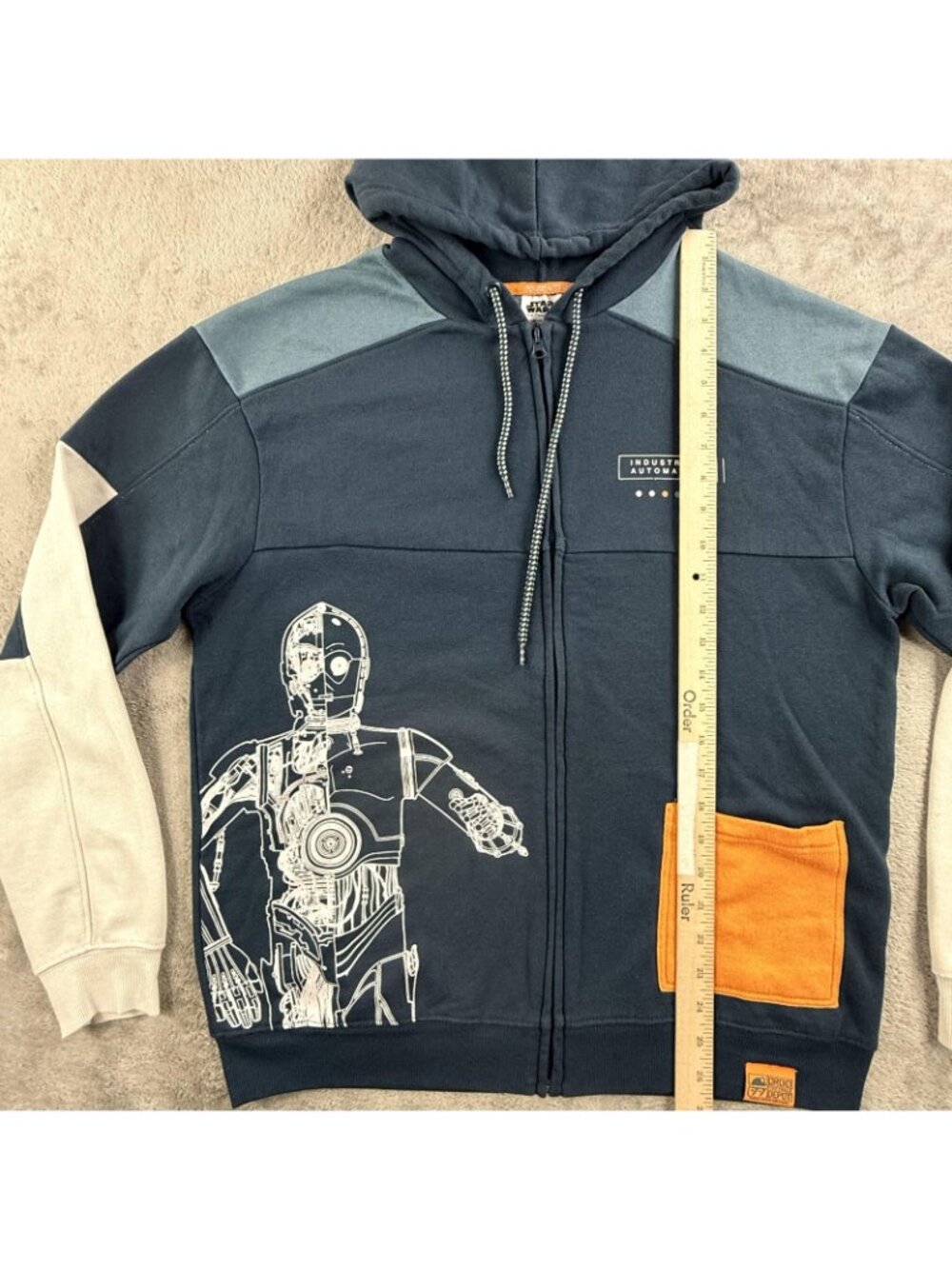 Star Wars Droid Depot C-3PO Hoodie Mens Small Blue Full Zip Galaxys Edge Disney - Picture 10 of 16